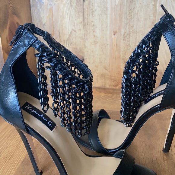 ALEJANDRA G.  chandelier heels BLACK LEATHER 38 - Picture 2 of 10